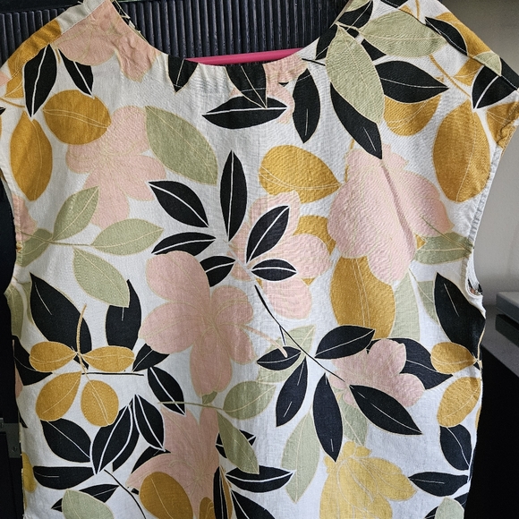 Tropical Print Linen Top Sz M - Picture 1 of 3